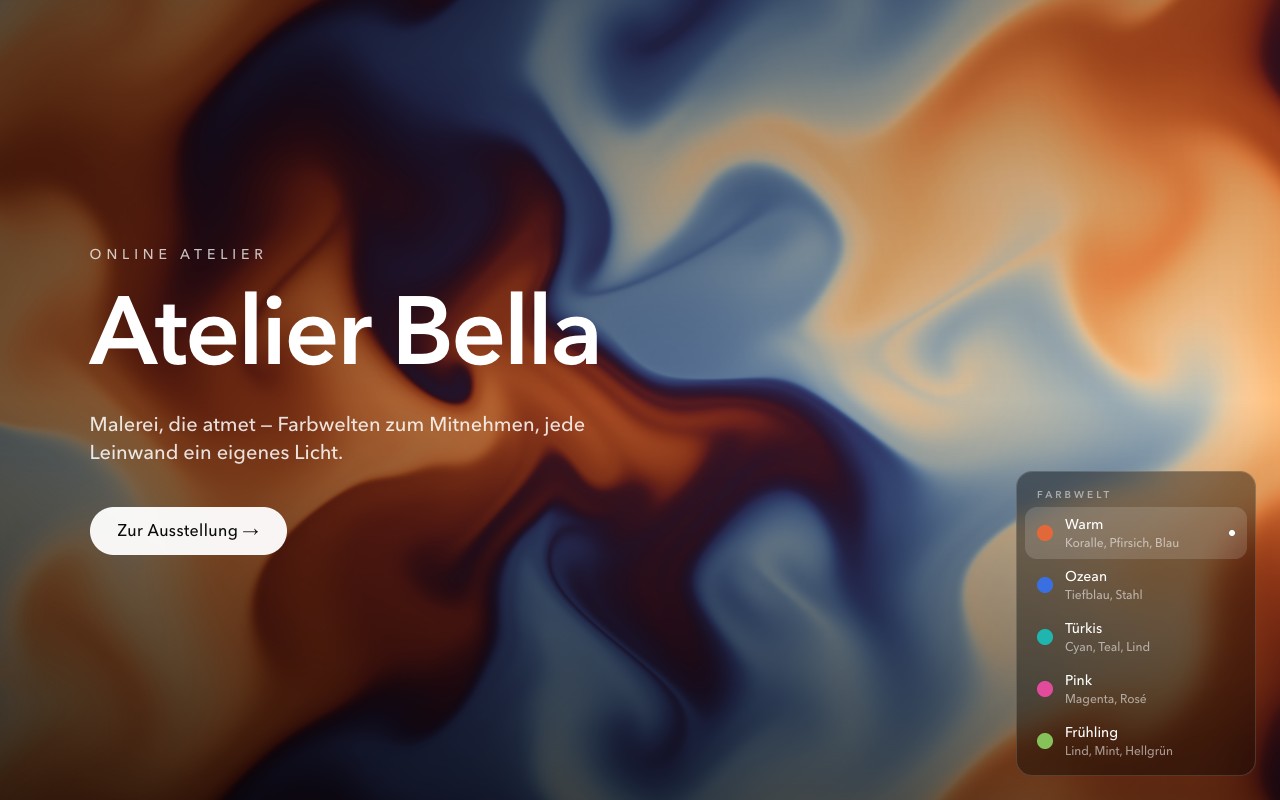 atelierbella.art — screenshot of the live app